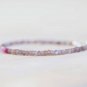 Chocolate Moonstone & Pink Sapphire Rondelle 3-3.5mm Faceted beads stacking bracelet | STK-1986