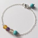 Citrine, Amethyst, Turquoise & Clear Quartz Round 6mm Smooth beads stacking bracelet | STK-2263
