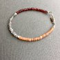 Garnet, Peach Moonstone & Labradorite Rondelle 3-4mm Faceted beads stacking bracelet | STK-3205