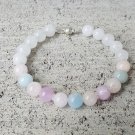 Kunzite, Morganite, Aquamarine & White Jade Round 8mm Smooth beads stacking bracelet | STK-3792