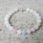 Kunzite, Morganite, Aquamarine & White Jade Round 8mm Smooth beads stacking bracelet | STK-3792