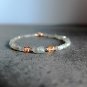 Labradorite & Pink Tourmaline Rondelle & Tumble 3-6mm Smooth beads stacking bracelet | STK-4052