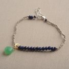 Lapis Lazuli With Green Onyx Rondelle & Pear 3.5-8mm Faceted beads stacking bracelet | STK-4337