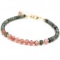 Moss Aquamarine & Cherry Quartz Round & Rondelle 4mm Faceted beads stacking bracelet | STK-4650
