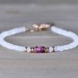 Rainbow Moonstone & Pink Tourmaline Rondelle 3-3.5mm Faceted beads stacking bracelet | STK-5297