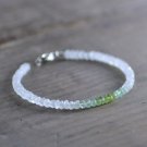 Rainbow Moonstone, Prehnite & Peridot Rondelle 3.5mm Faceted beads stacking bracelet | STK-5298