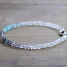 Apatite, Grey Spinel & White Moonstone Rondelle 3.5mm Faceted beads stacking bracelet | STK-0677