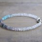 Apatite, Grey Spinel & White Moonstone Rondelle 3.5mm Faceted beads stacking bracelet | STK-0677