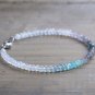 Apatite, Grey Spinel & White Moonstone Rondelle 3.5mm Faceted beads stacking bracelet | STK-0677