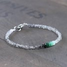 Black Rutilated Quartz & Ombre Emerald Rondelle 3-4mm Faceted beads stacking bracelet | STK-1195