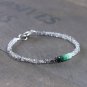 Black Rutilated Quartz & Ombre Emerald Rondelle 3-4mm Faceted beads stacking bracelet | STK-1195