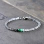 Black Rutilated Quartz & Ombre Emerald Rondelle 3-4mm Faceted beads stacking bracelet | STK-1195