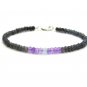 Black Tourmaline, Amethyst With Opal Rondelle 3.5-4mm Faceted beads stacking bracelet | STK-1492