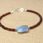 Garnet With Labradorite Rondelle & Rectangle 3-10x8mm Faceted beads stacking bracelet | STK-3181