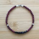 Garnet & Black Opal Round & Rondelle 3-4.5mm Faceted & Smooth beads stacking bracelet | STK-3188