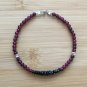 Garnet & Black Opal Round & Rondelle 3-4.5mm Faceted & Smooth beads stacking bracelet | STK-3188