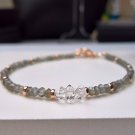 Herkimer Diamond & Labradorite Rondelle & Fancy 3-6mm Faceted beads stacking bracelet | STK-3560