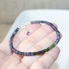 Iolite Water Sapphire & Green Tourmaline Rondelle 3mm Faceted beads stacking bracelet | STK-3757