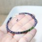 Iolite Water Sapphire & Green Tourmaline Rondelle 3mm Faceted beads stacking bracelet | STK-3757