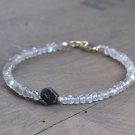 Labradorite & Black Tourmaline Rondelle & Fancy 3-5mm Faceted beads stacking bracelet | STK-4071