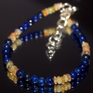 Lapis Lazuli & Ethiopian Opal Round & Rondelle 3.5-4mm Smooth beads stacking bracelet | STK-4315