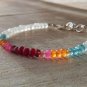Rainbow Moonstone, Carnelian & Apatite Rondelle 3-4mm Faceted beads stacking bracelet | STK-5284