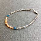 Fire Opal, Labradorite & Neon Apatite Rondelle 3-3.5mm Faceted beads stacking bracelet | STK-2825