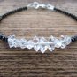 Herkimer Diamond & Black Spinel Rondelle & Fancy 2-5mm Faceted beads stacking bracelet | STK-3578