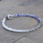 Black Rutilated Quartz, Moonstone & Iolite Rondelle 3-3.5mm Mix beads stacking bracelet | STK-1196