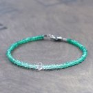 Green Onyx With Herkimer Diamond Rondelle & Fancy 2-5mm Faceted beads stacking bracelet | STK-3396