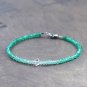 Green Onyx With Herkimer Diamond Rondelle & Fancy 2-5mm Faceted beads stacking bracelet | STK-3396
