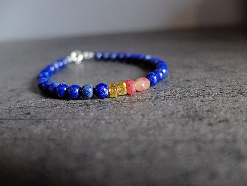 Lapis Lazuli & Citrine & Multi Stone Round & Fancy 5-6mm Smooth beads stacking bracelet | STK-4314