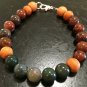 Moss Agate, Petrified Wood & Mahogany Obsidian Round 8mm Smooth beads stacking bracelet | STK-4627