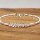 Herkimer Diamond & Pearl Rondelle & Fancy 2-5mm Faceted & Smooth beads stacking bracelet | STK-3565