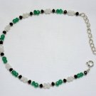 Green Onyx, Black Onyx & Rainbow Moonstone Rondelle 2-3mm Faceted beads bracelet | STK-3398