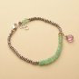 Green Opal With Pink Tourmaline Rondelle & Pear 3.5-8x8mm Faceted beads bracelet | STK-3414