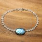 Labradorite & Rainbow Moonstone Rondelle & Oval 3-14x10mm Faceted beads bracelet | STK-4120
