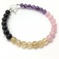 Amethyst, Rose Quartz, Citrine & Black Tourmaline Round 6mm Smooth beads bracelet | STK-0522