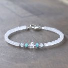 Moonstone With Turquoise & Herkimer Diamond Rondelle 3-4mm Faceted beads bracelet | STK-4608