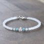 Moonstone With Turquoise & Herkimer Diamond Rondelle 3-4mm Faceted beads bracelet | STK-4608