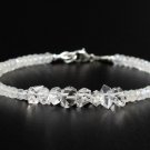 Rainbow Moonstone & Herkimer Diamond Round & Fancy 3-6x4mm Faceted beads bracelet | STK-5261