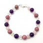 Amethyst, Lepidolite, Rose Quartz & Clear Quartz Round 6-8mm Smooth beads bracelet | STK-0508