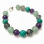 Amethyst, Amazonite, Aventurine & Tourmaline Quartz Round 8mm Smooth beads bracelet | STK-0489