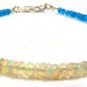 Ethiopian Opal & Neon Blue Apatite Rondelle 2.5-4mm Smooth & Faceted beads bracelet | STK-2747