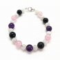 Amethyst, Moonstone, Black Tourmaline & Rose Quartz Round 6-8mm Smooth beads bracelet | STK-0512