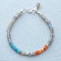 Labradorite, Neon Apatite & Mexican Fire Opal Rondelle 3-3.5mm Faceted beads bracelet | STK-4103