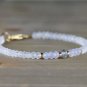 Rainbow Moonstone, Moss Aquamarine & Chalcedony Rondelle 3.5mm Faceted beads bracelet | STK-5291
