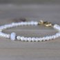 Freshwater Pearl With Moonstone Round & Rondelle 3-4mm Faceted & Smooth beads bracelet | STK-2928