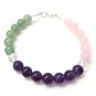Rose Quartz, Amethyst, Green Aventurine & Clear Quartz Round 8mm Smooth beads bracelet | STK-5350