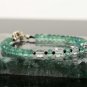 Green Fluorite, White Quartz & Black Spinel Rondelle & Cube 2-6mm Faceted beads bracelet | STK-3311